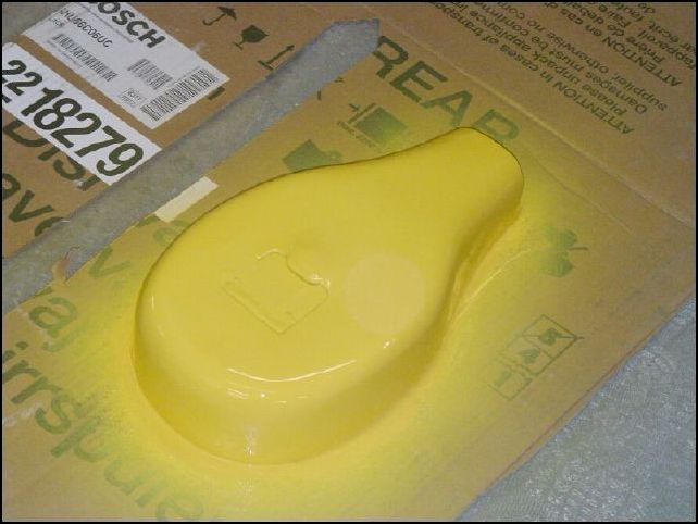 Prime and paint airbox.  I forgot to take a picture of it after applying the primer.  The bypass air flap is taped off.  I didn't want it the same color as the rest of the airbox.