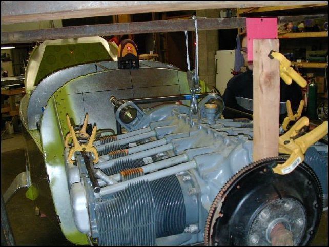 This image shows the laser level that we used to make sure that we had the nose of the engine on the center line of the fuselage.