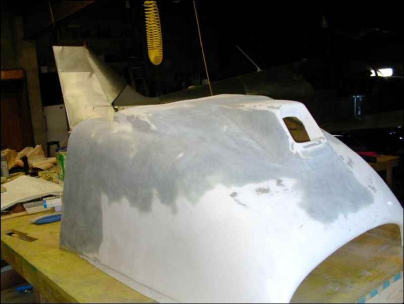 Sand putty on lower cowling