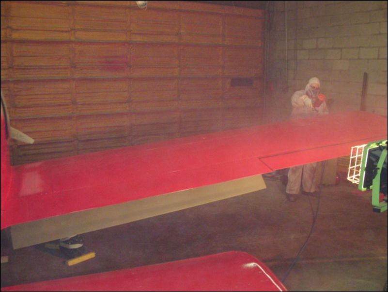 This is Adam spraying the wing.