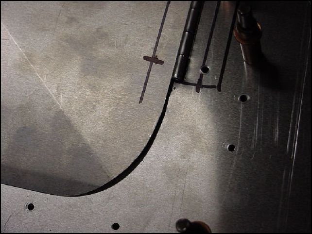 Line up the access door to the hinge, this picture does not show it very well, but I STILL ended up with a small gap, I'm not happy with the way the access door mounts at all, but for now it will have to do and I can always design a better access door later.