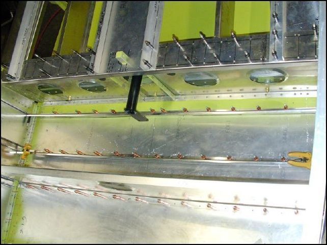 Install the gear floor stiffeners (640-F-25-3) to the fuselage floor.  These are mounted against 640-F-25-2 and the center spar.