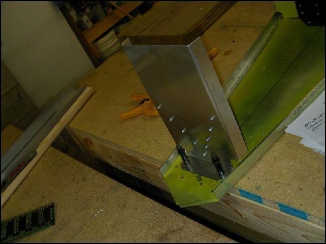 another image of the rear fuselage panel clecoed in place.