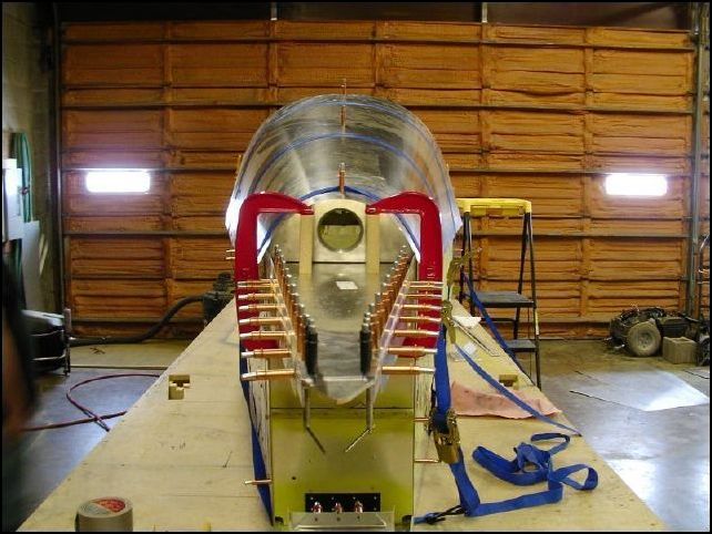 Another view of rear top skin pulled around bulkheads.