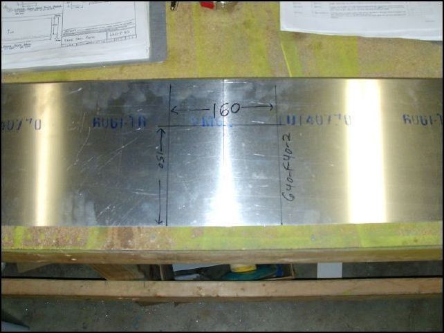 Mark center line on 640-F-40-2 (rear seat rear support).  Measure up 150 mm and left and right of center line 80 mm.