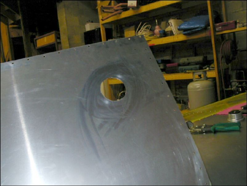 cut hole in top skin for fuel cap