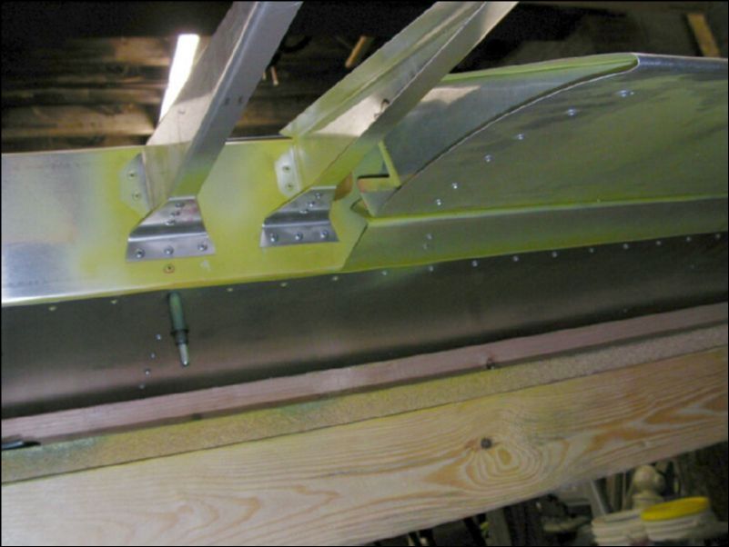 Rivet gussets to riblets.