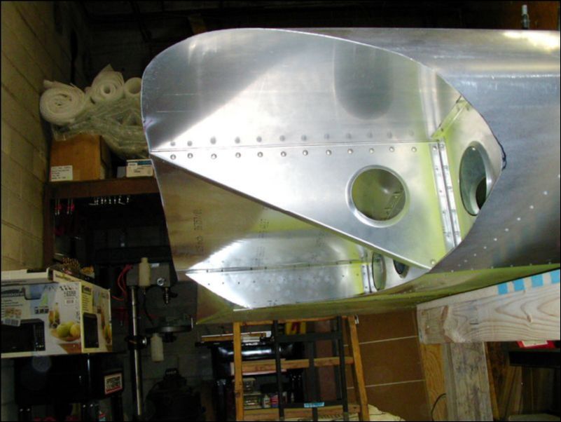 Cut out wing tip for fiberglass tip and wing tip skin.