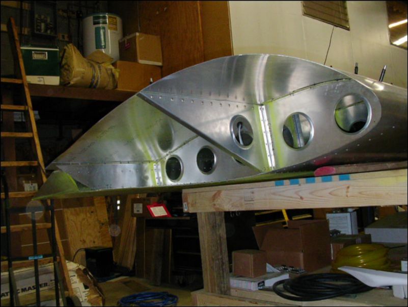 Cut out wing tip for fiberglass tip and wing tip skin.