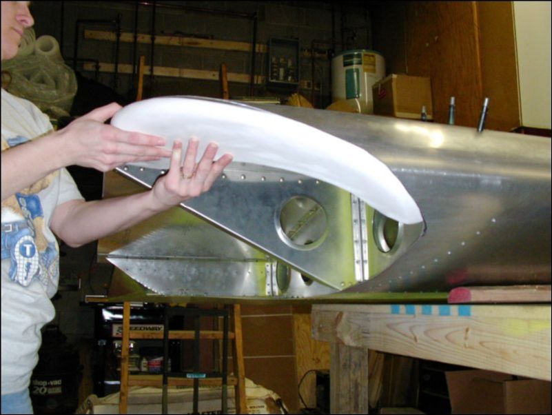 Test fit fiberglass wing tip.