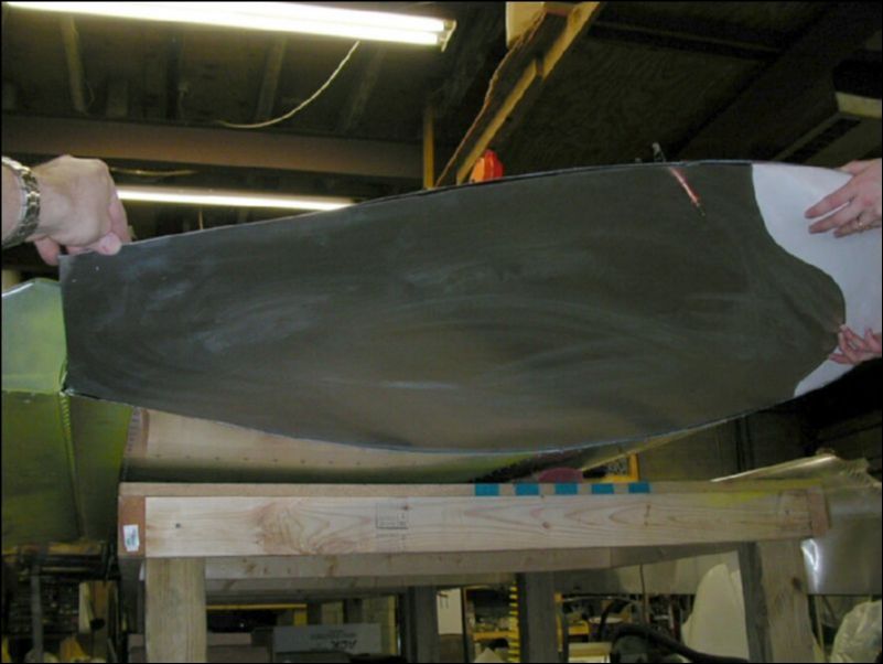 Test fit the wing tip bottom skin and fiberglass tip.
