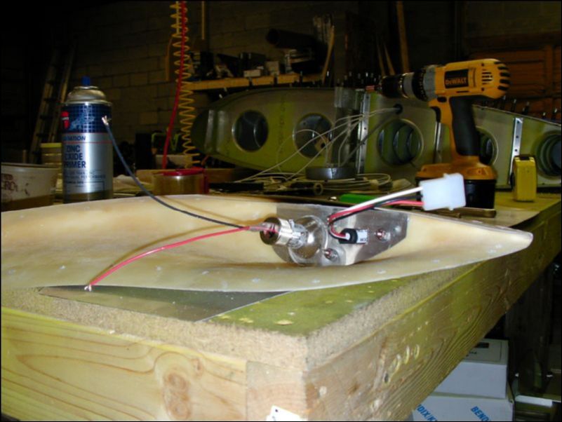 This is an inside view of the fiberglass wing tip with strobe assembly installed.